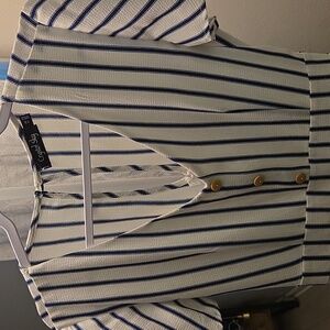 Crystal Sky Striped Dress with Buttons